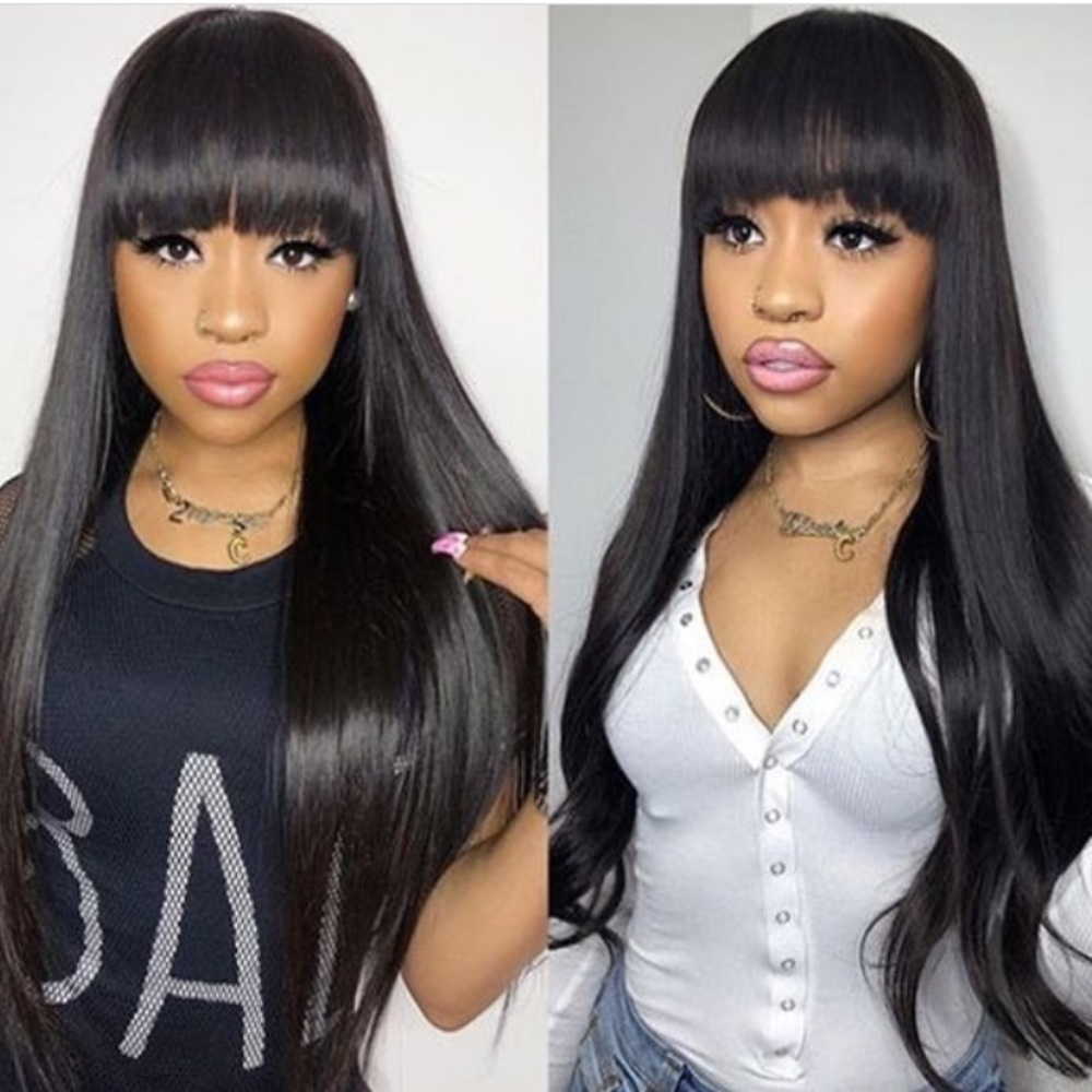 - 💫TIIA 20” HUMAN JET BLACK STRAIGHT BANG WIG *NEW*